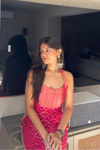 Hot Pink Dress with Lace Detailing